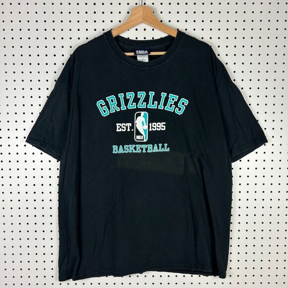 Memphis Grizzlies NBA T Shirt Size XXL Black Teal Faded Y2K Throwback Vancouver - Picture 1 of 6